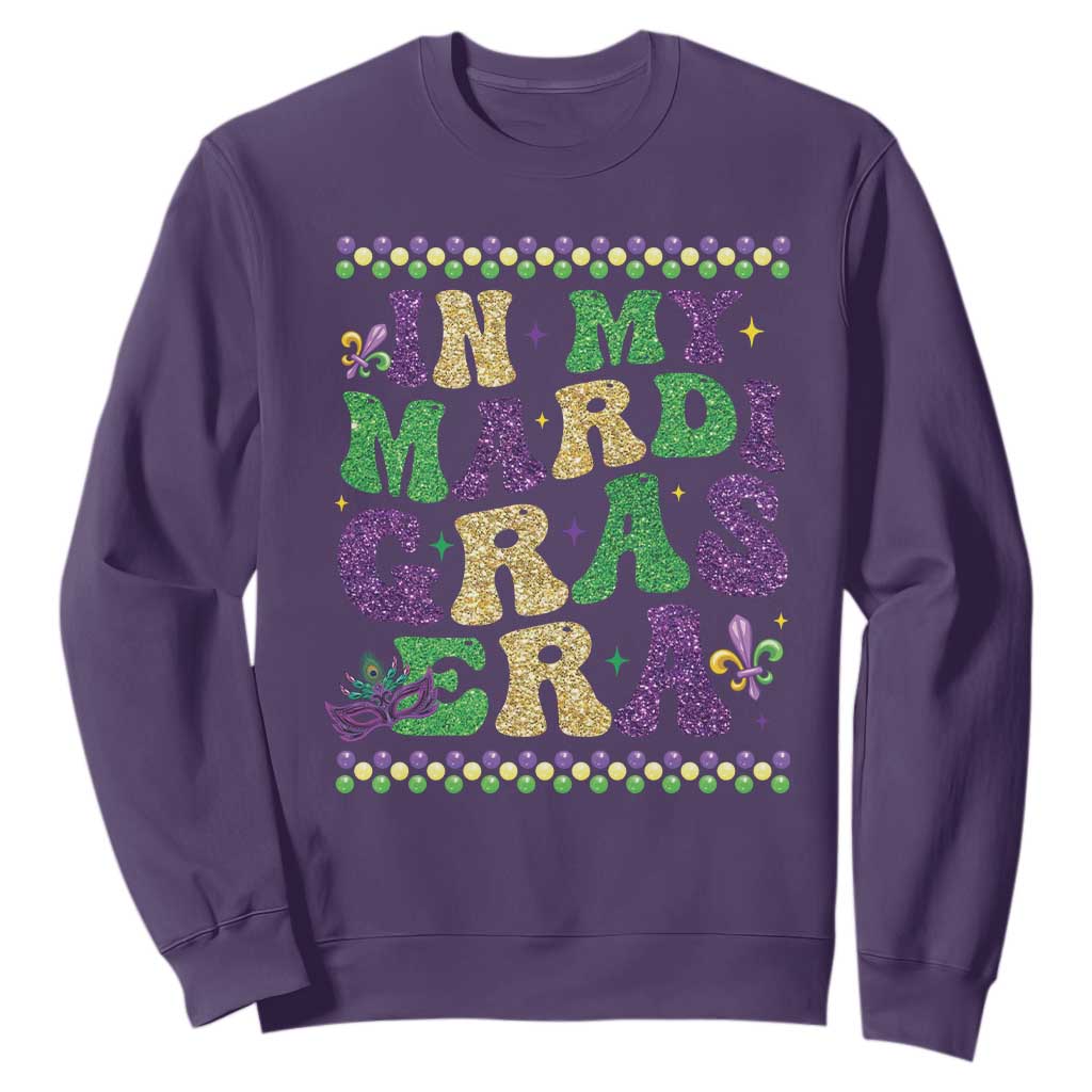 In My Mardi Gras Era Sweatshirt Carnival New Orleans Trip Glitter Print TS10 Purple Print Your Wear