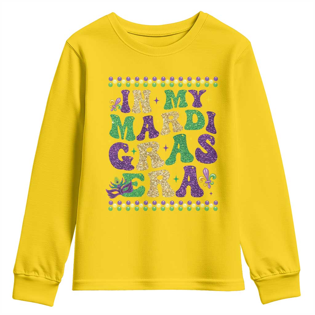 In My Mardi Gras Era Youth Sweatshirt Carnival New Orleans Trip Glitter Print TS10 Daisy Print Your Wear