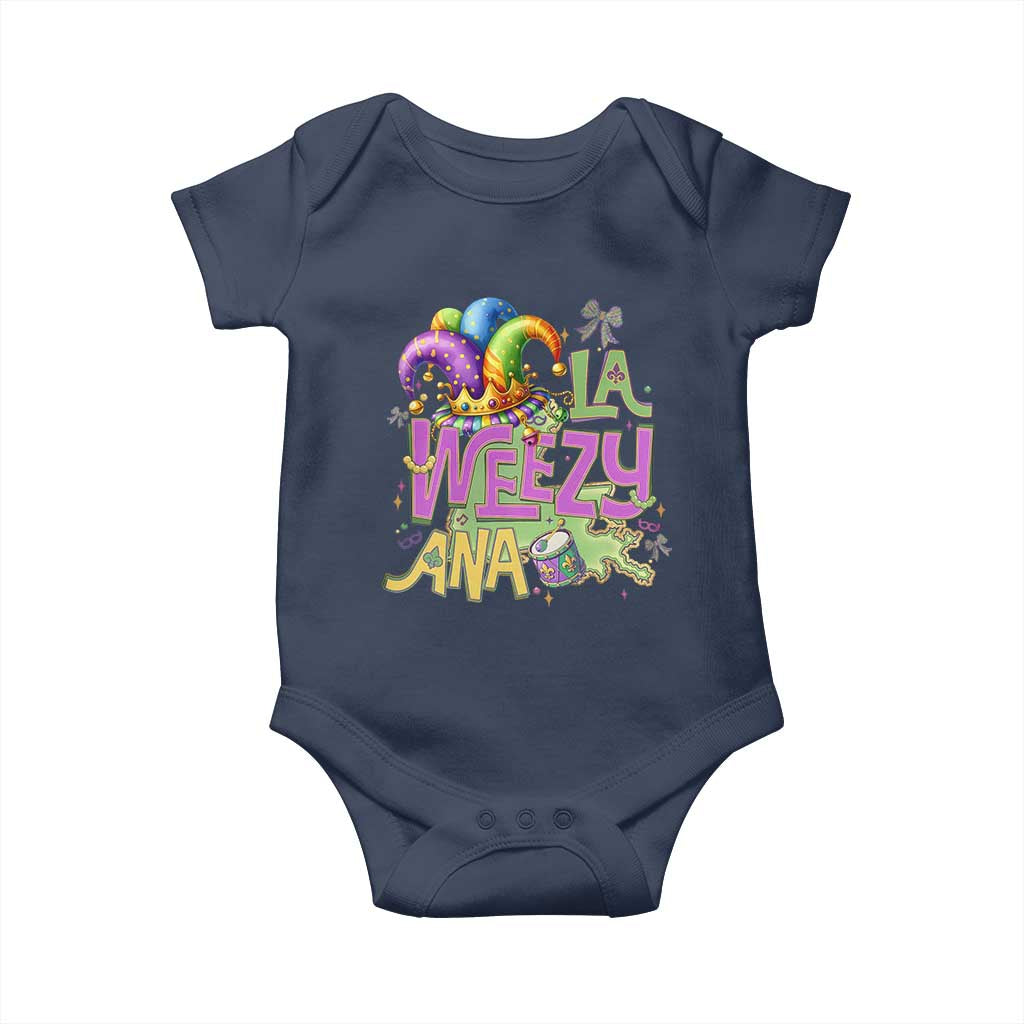 Funny Mardi Gras Baby Onesie La Weezy Ana TS10 Navy Print Your Wear