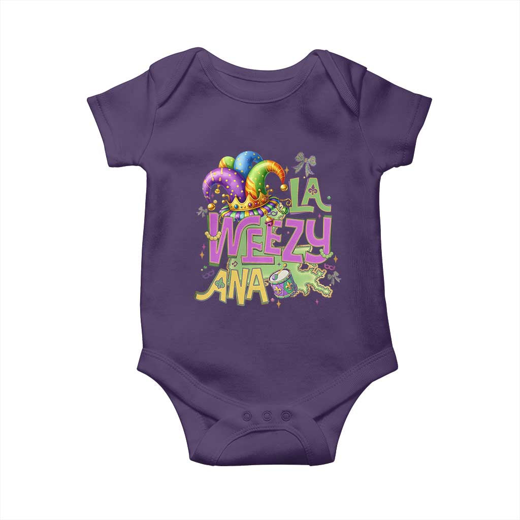 Funny Mardi Gras Baby Onesie La Weezy Ana TS10 Purple Print Your Wear