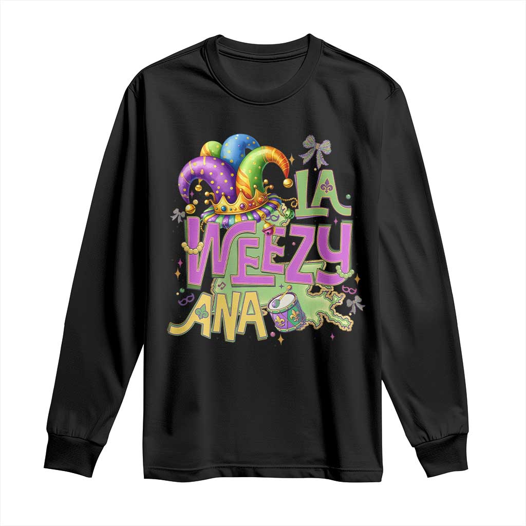 Funny Mardi Gras Long Sleeve Shirt La Weezy Ana TS10 Black Print Your Wear