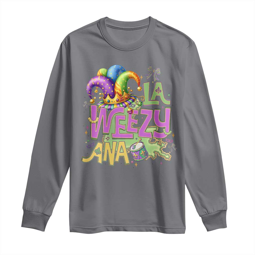 Funny Mardi Gras Long Sleeve Shirt La Weezy Ana TS10 Charcoal Print Your Wear