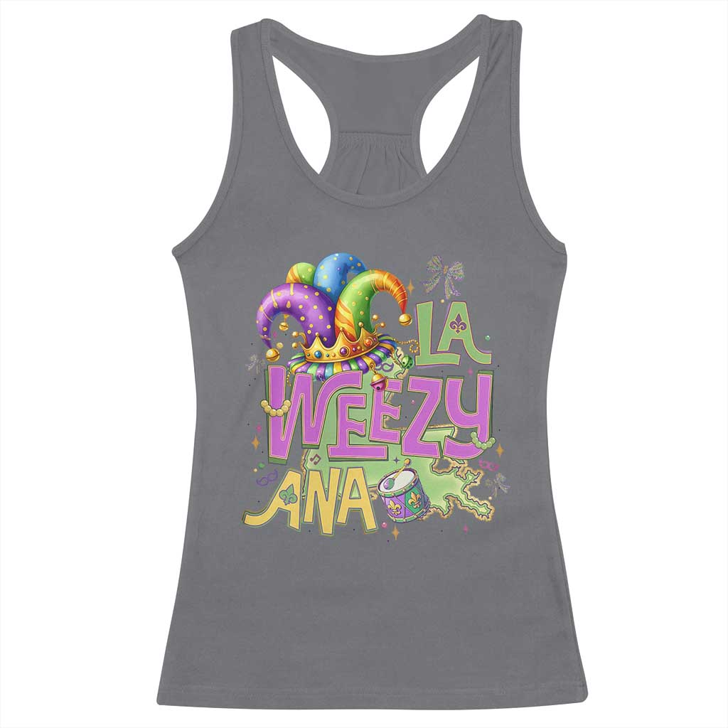 Funny Mardi Gras Racerback Tank Top La Weezy Ana TS10 Charcoal Print Your Wear
