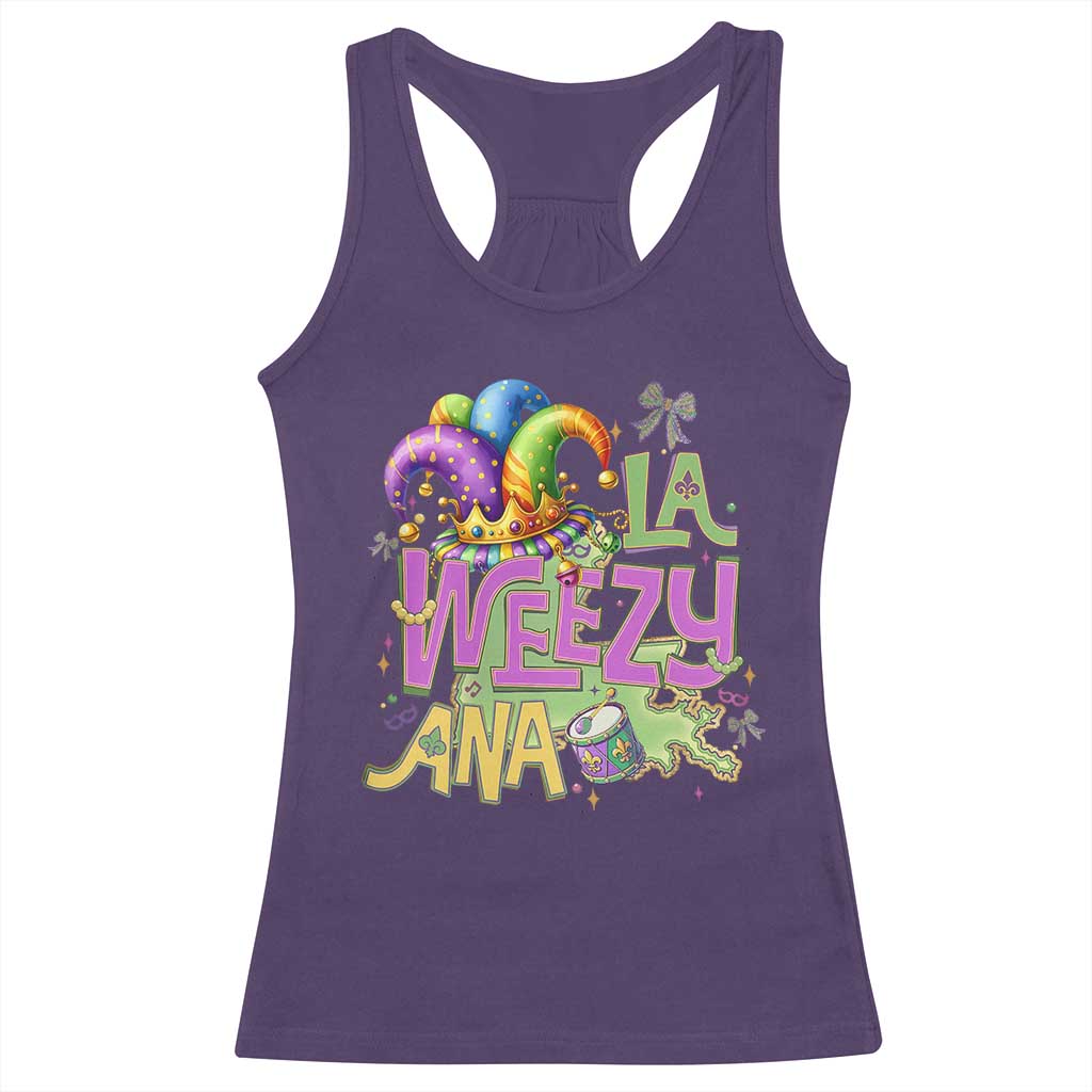 Funny Mardi Gras Racerback Tank Top La Weezy Ana TS10 Purple Print Your Wear