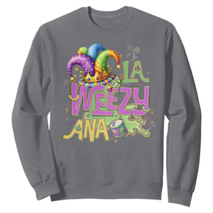 Funny Mardi Gras Sweatshirt La Weezy Ana TS10 Charcoal Print Your Wear