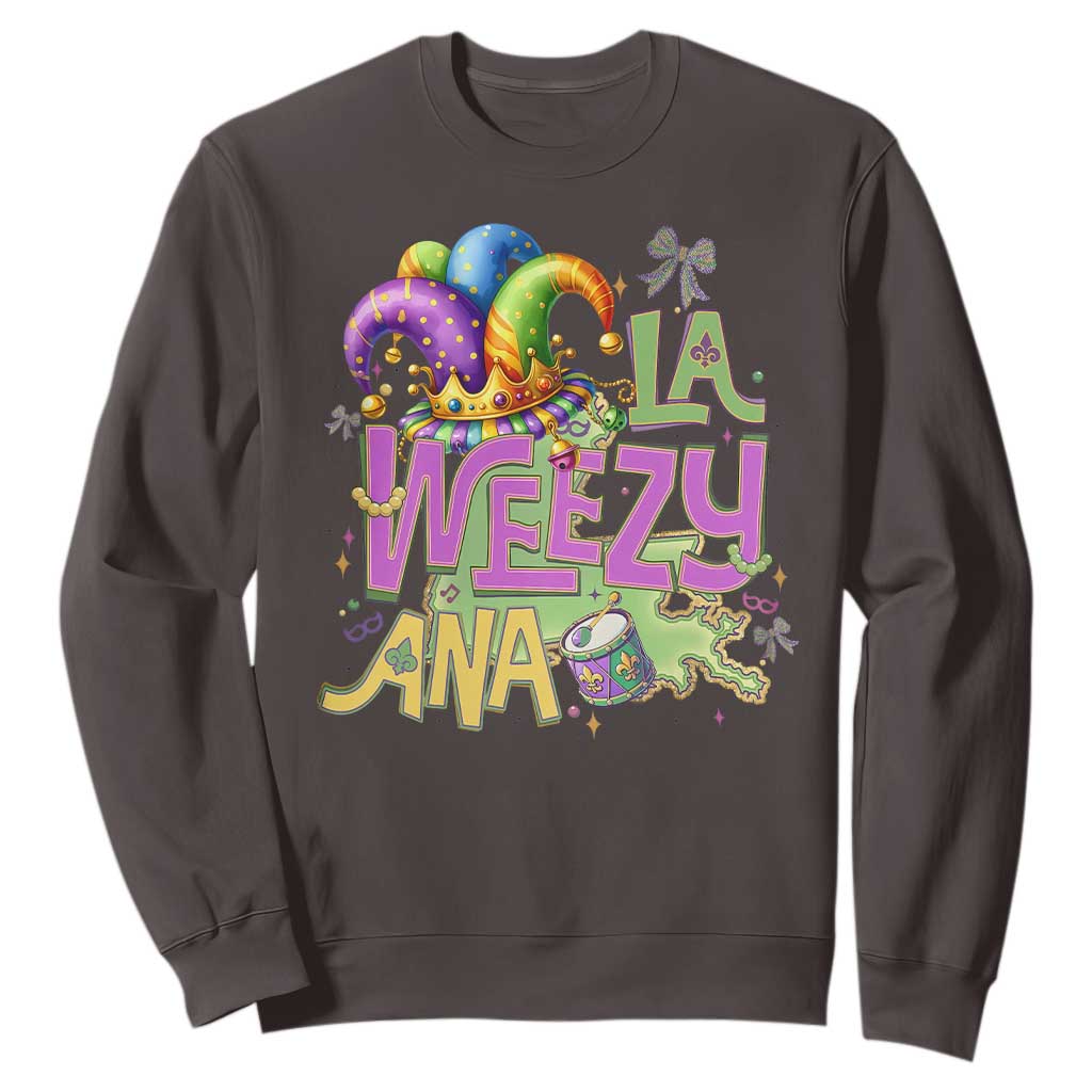 Funny Mardi Gras Sweatshirt La Weezy Ana TS10 Dark Chocolate Print Your Wear
