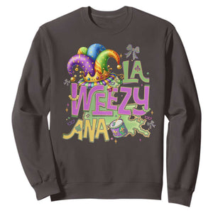 Funny Mardi Gras Sweatshirt La Weezy Ana TS10 Dark Chocolate Print Your Wear