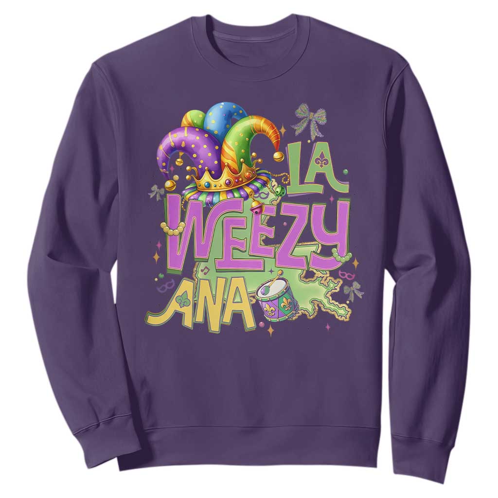 Funny Mardi Gras Sweatshirt La Weezy Ana TS10 Purple Print Your Wear