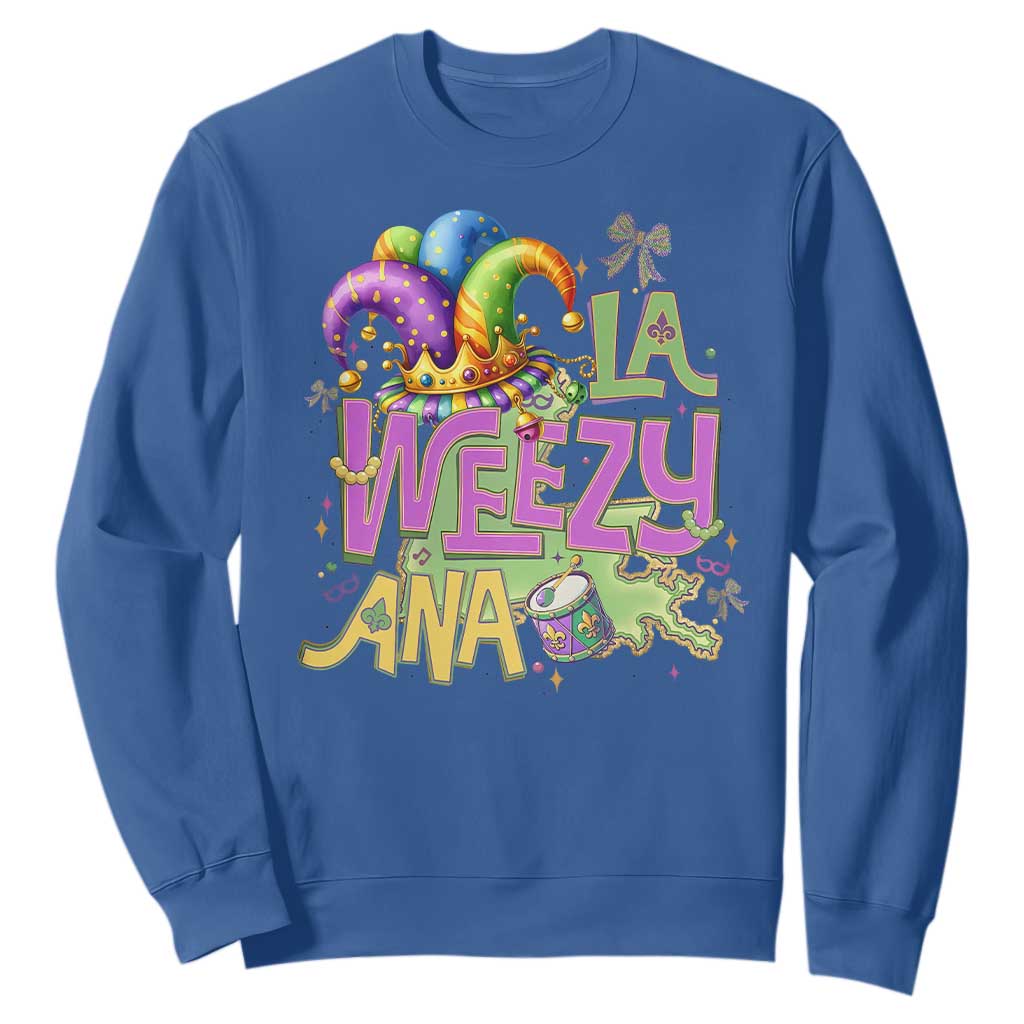 Funny Mardi Gras Sweatshirt La Weezy Ana TS10 Royal Blue Print Your Wear