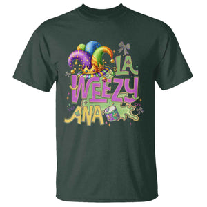 Funny Mardi Gras T Shirt La Weezy Ana TS10 Dark Forest Green Print Your Wear