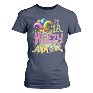 Funny Mardi Gras T Shirt For Women La Weezy Ana TS10 Navy Print Your Wear