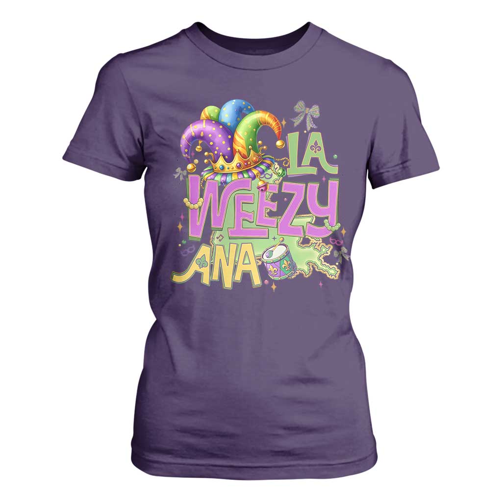 Funny Mardi Gras T Shirt For Women La Weezy Ana TS10 Purple Print Your Wear
