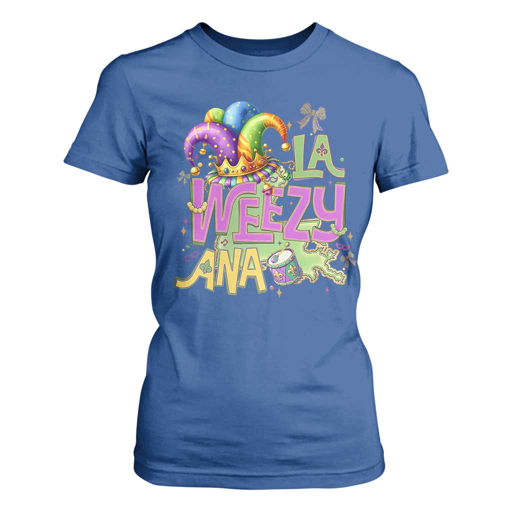 Funny Mardi Gras T Shirt For Women La Weezy Ana TS10 Royal Blue Print Your Wear
