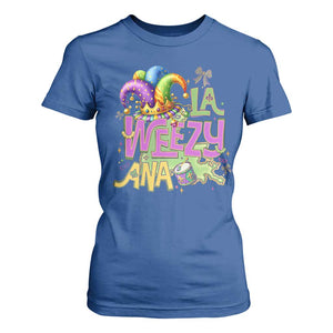 Funny Mardi Gras T Shirt For Women La Weezy Ana TS10 Royal Blue Print Your Wear