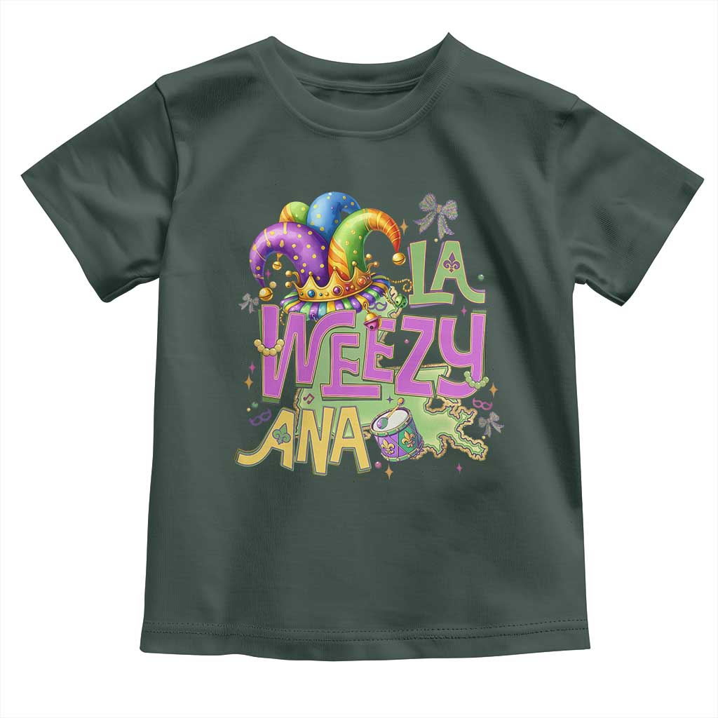 Funny Mardi Gras Toddler T Shirt La Weezy Ana TS10 Dark Forest Green Print Your Wear