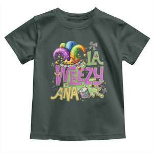 Funny Mardi Gras Toddler T Shirt La Weezy Ana TS10 Dark Forest Green Print Your Wear