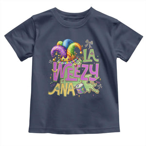 Funny Mardi Gras Toddler T Shirt La Weezy Ana TS10 Navy Print Your Wear