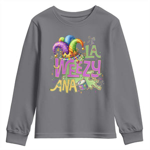 Funny Mardi Gras Youth Sweatshirt La Weezy Ana TS10 Charcoal Print Your Wear