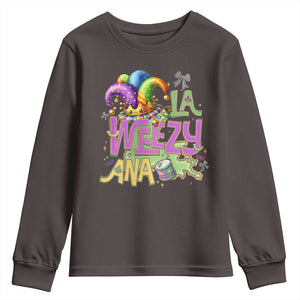 Funny Mardi Gras Youth Sweatshirt La Weezy Ana TS10 Dark Chocolate Print Your Wear