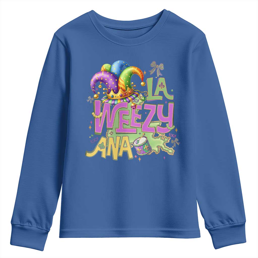 Funny Mardi Gras Youth Sweatshirt La Weezy Ana TS10 Royal Blue Print Your Wear