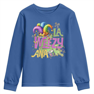 Funny Mardi Gras Youth Sweatshirt La Weezy Ana TS10 Royal Blue Print Your Wear