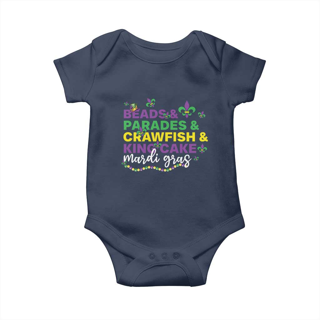 Beads Parades Crawfish King Cake Mardi Gras Baby Onesie TS10 Navy Print Your Wear