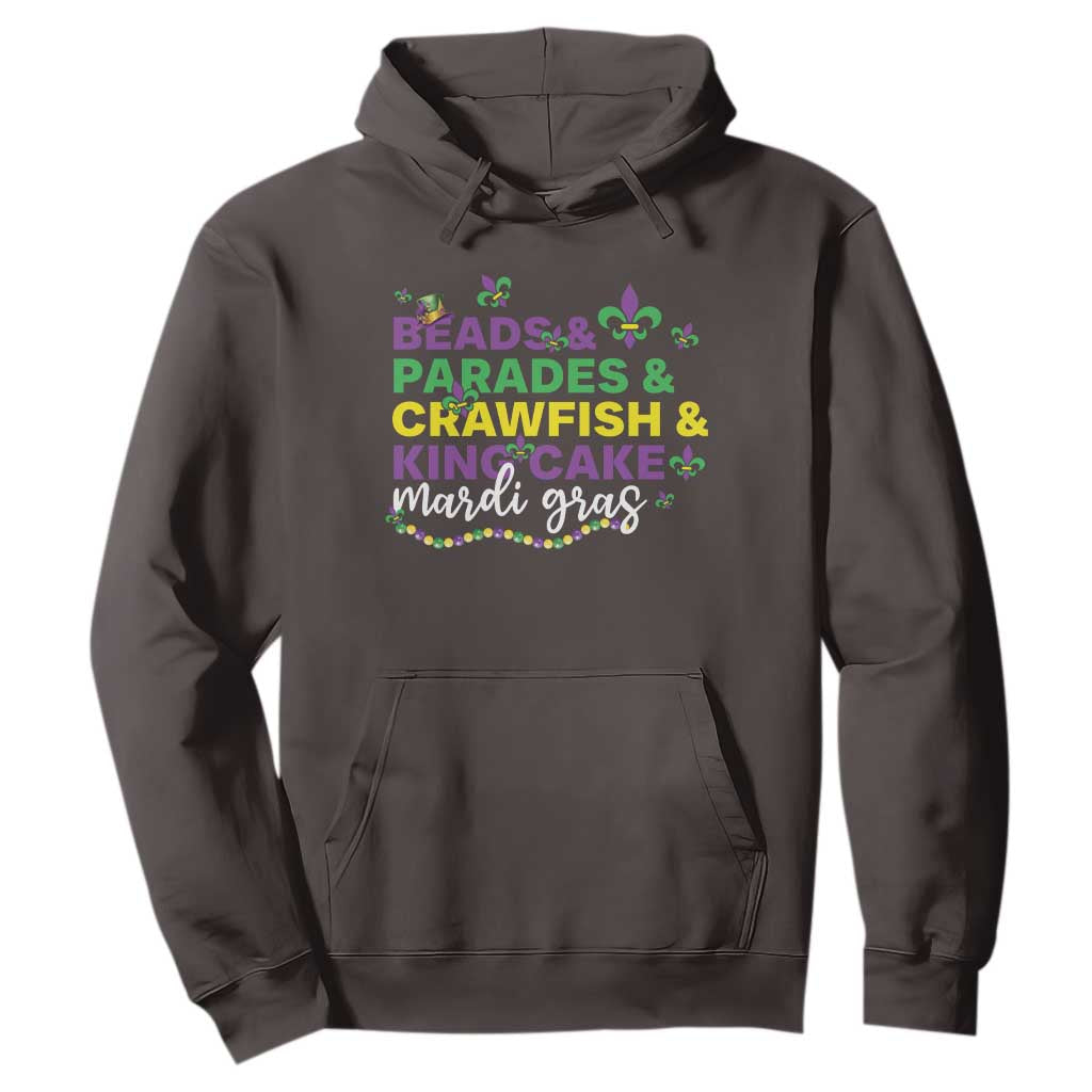 Beads Parades Crawfish King Cake Mardi Gras Hoodie TS10 Dark Chocolate Print Your Wear