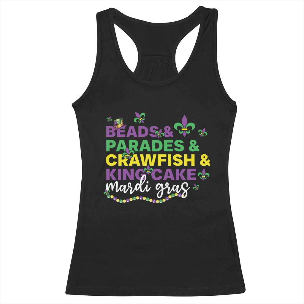 Beads Parades Crawfish King Cake Mardi Gras Racerback Tank Top TS10 Black Print Your Wear
