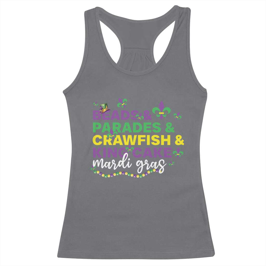 Beads Parades Crawfish King Cake Mardi Gras Racerback Tank Top TS10 Charcoal Print Your Wear