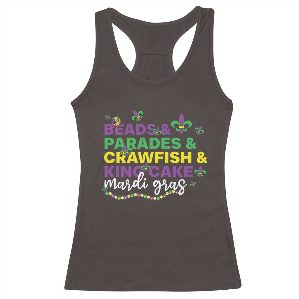 Beads Parades Crawfish King Cake Mardi Gras Racerback Tank Top TS10 Dark Chocolate Print Your Wear