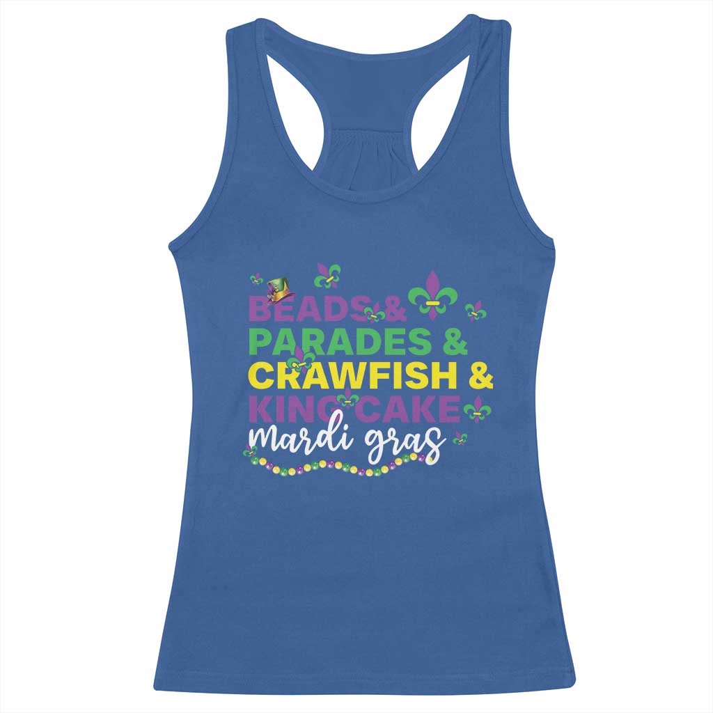 Beads Parades Crawfish King Cake Mardi Gras Racerback Tank Top TS10 Royal Blue Print Your Wear