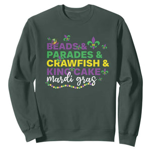 Beads Parades Crawfish King Cake Mardi Gras Sweatshirt TS10 Dark Forest Green Print Your Wear