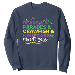 Beads Parades Crawfish King Cake Mardi Gras Sweatshirt TS10 Navy Print Your Wear