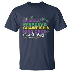 Beads Parades Crawfish King Cake Mardi Gras T Shirt TS10 Navy Print Your Wear