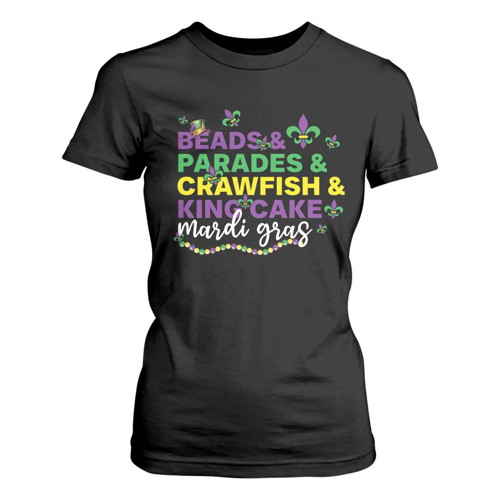 Beads Parades Crawfish King Cake Mardi Gras T Shirt For Women TS10 Black Print Your Wear