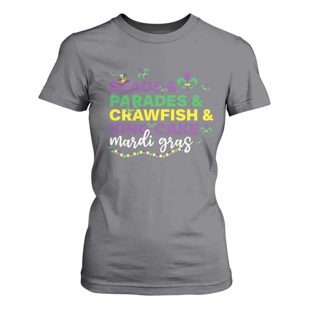 Beads Parades Crawfish King Cake Mardi Gras T Shirt For Women TS10 Charcoal Print Your Wear