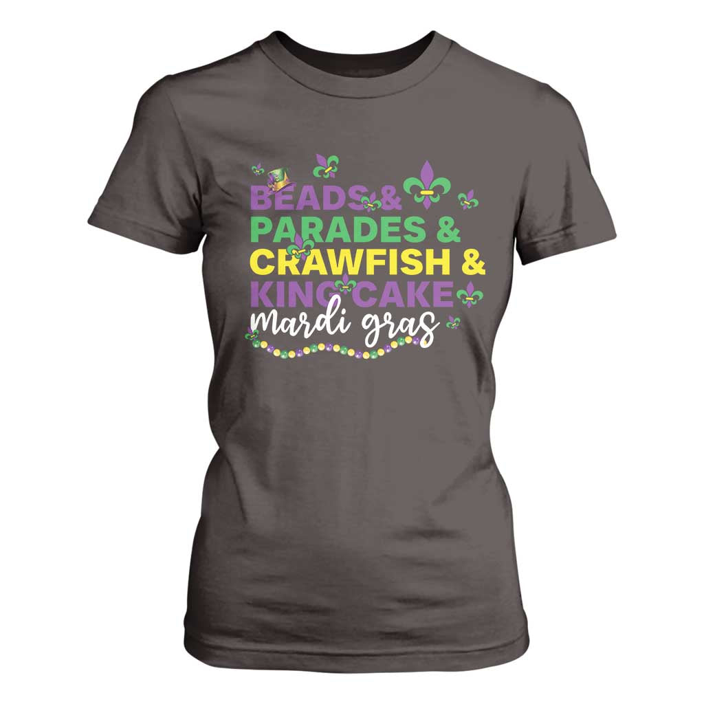 Beads Parades Crawfish King Cake Mardi Gras T Shirt For Women TS10 Dark Chocolate Print Your Wear