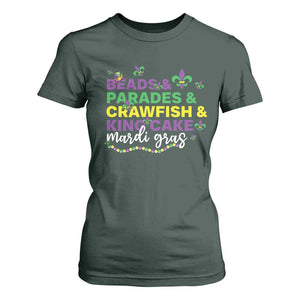 Beads Parades Crawfish King Cake Mardi Gras T Shirt For Women TS10 Dark Forest Green Print Your Wear