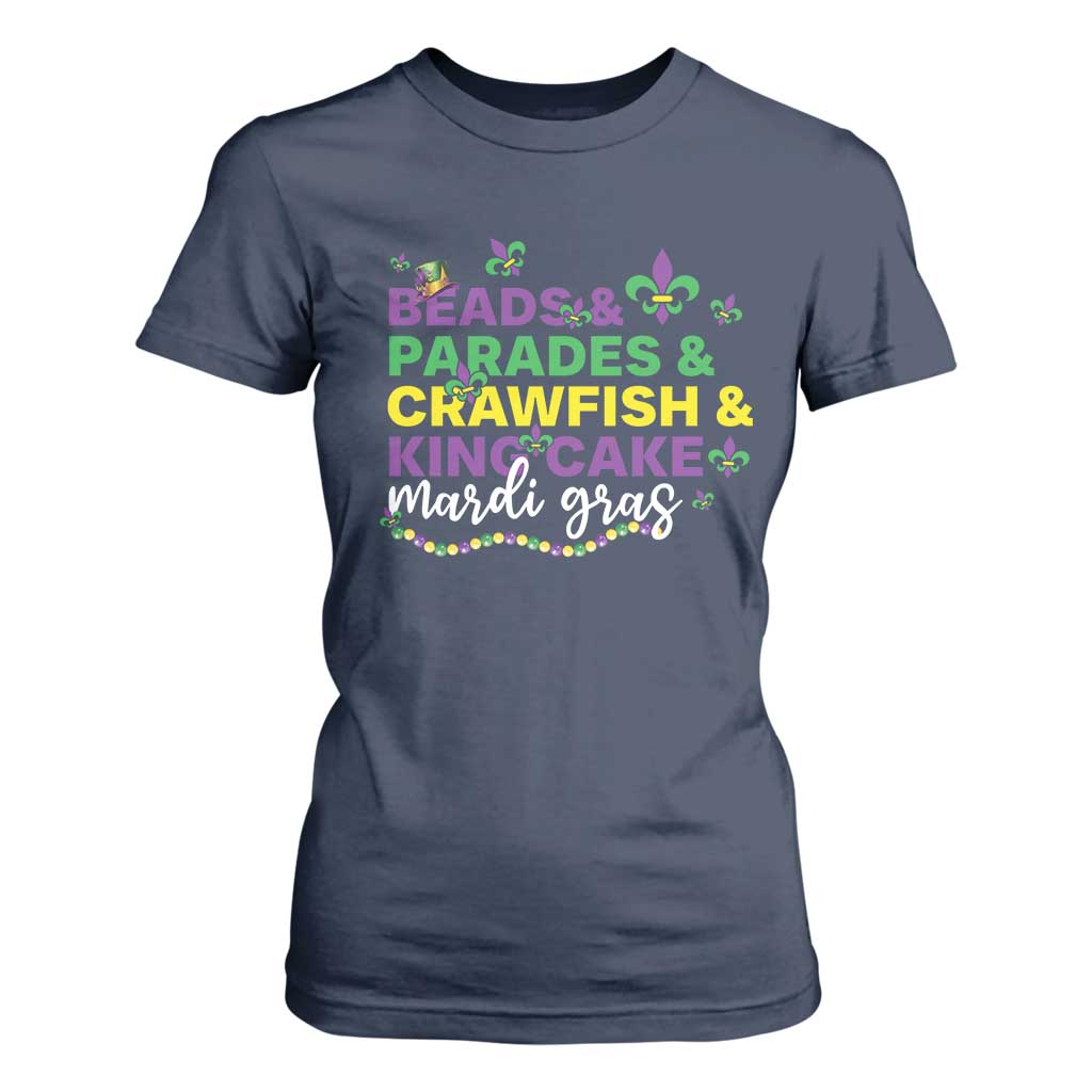Beads Parades Crawfish King Cake Mardi Gras T Shirt For Women TS10 Navy Print Your Wear