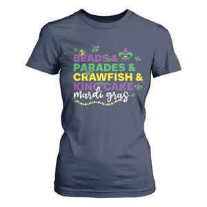 Beads Parades Crawfish King Cake Mardi Gras T Shirt For Women TS10 Navy Print Your Wear