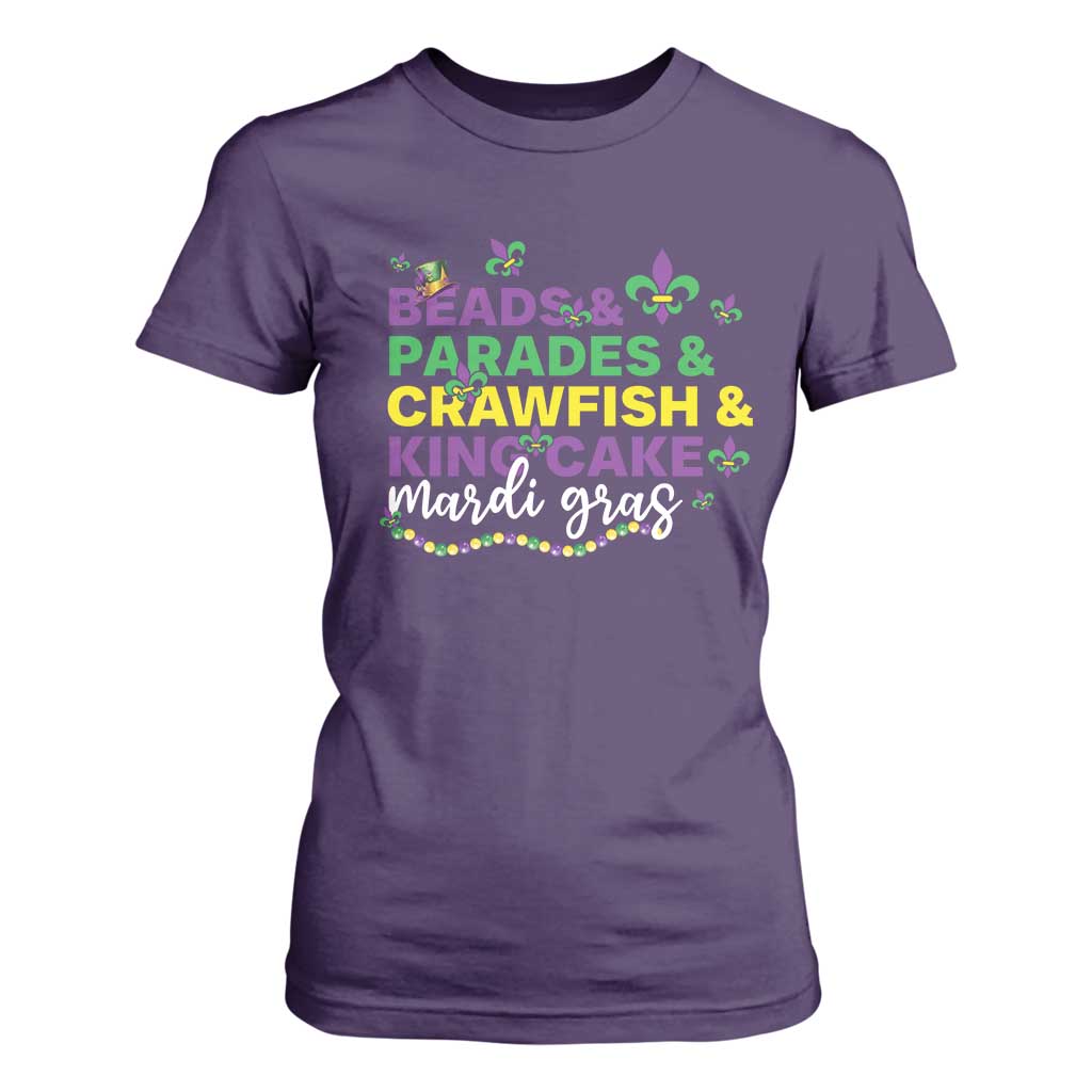 Beads Parades Crawfish King Cake Mardi Gras T Shirt For Women TS10 Purple Print Your Wear