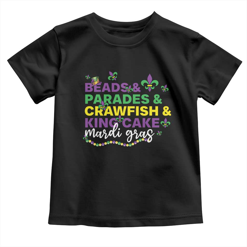 Beads Parades Crawfish King Cake Mardi Gras Toddler T Shirt TS10 Black Print Your Wear