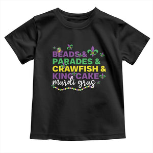 Beads Parades Crawfish King Cake Mardi Gras Toddler T Shirt TS10 Black Print Your Wear