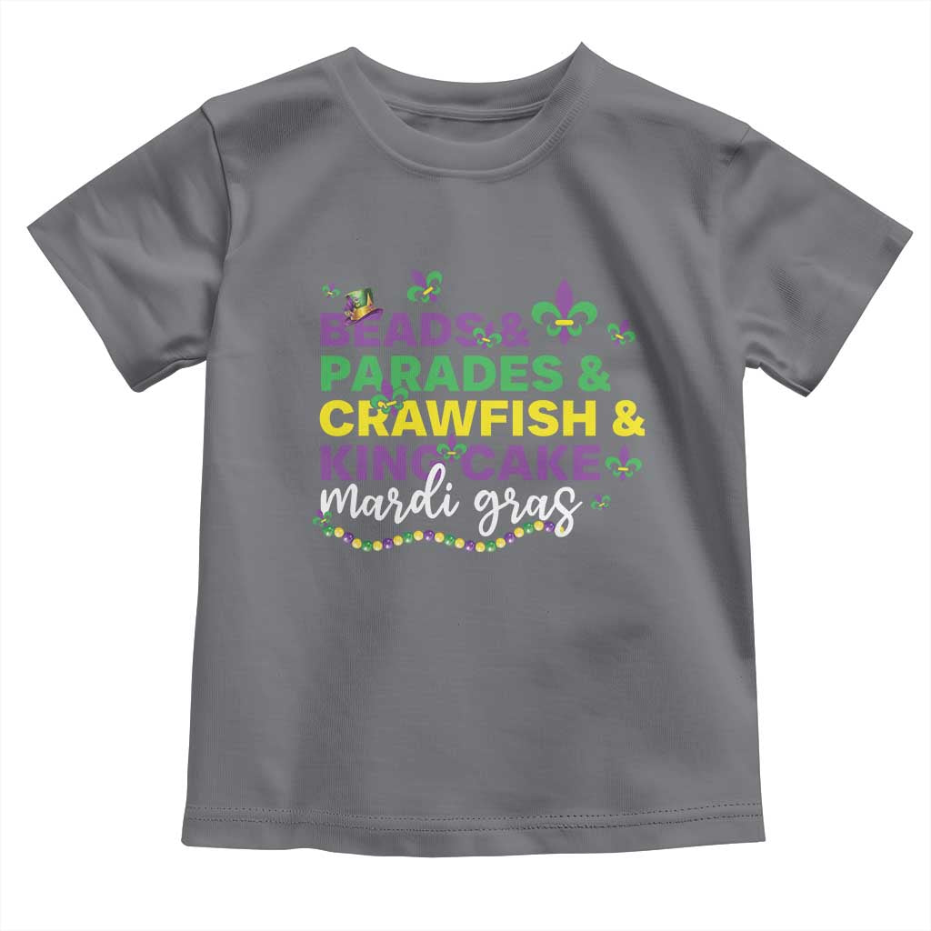 Beads Parades Crawfish King Cake Mardi Gras Toddler T Shirt TS10 Charcoal Print Your Wear