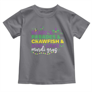 Beads Parades Crawfish King Cake Mardi Gras Toddler T Shirt TS10 Charcoal Print Your Wear