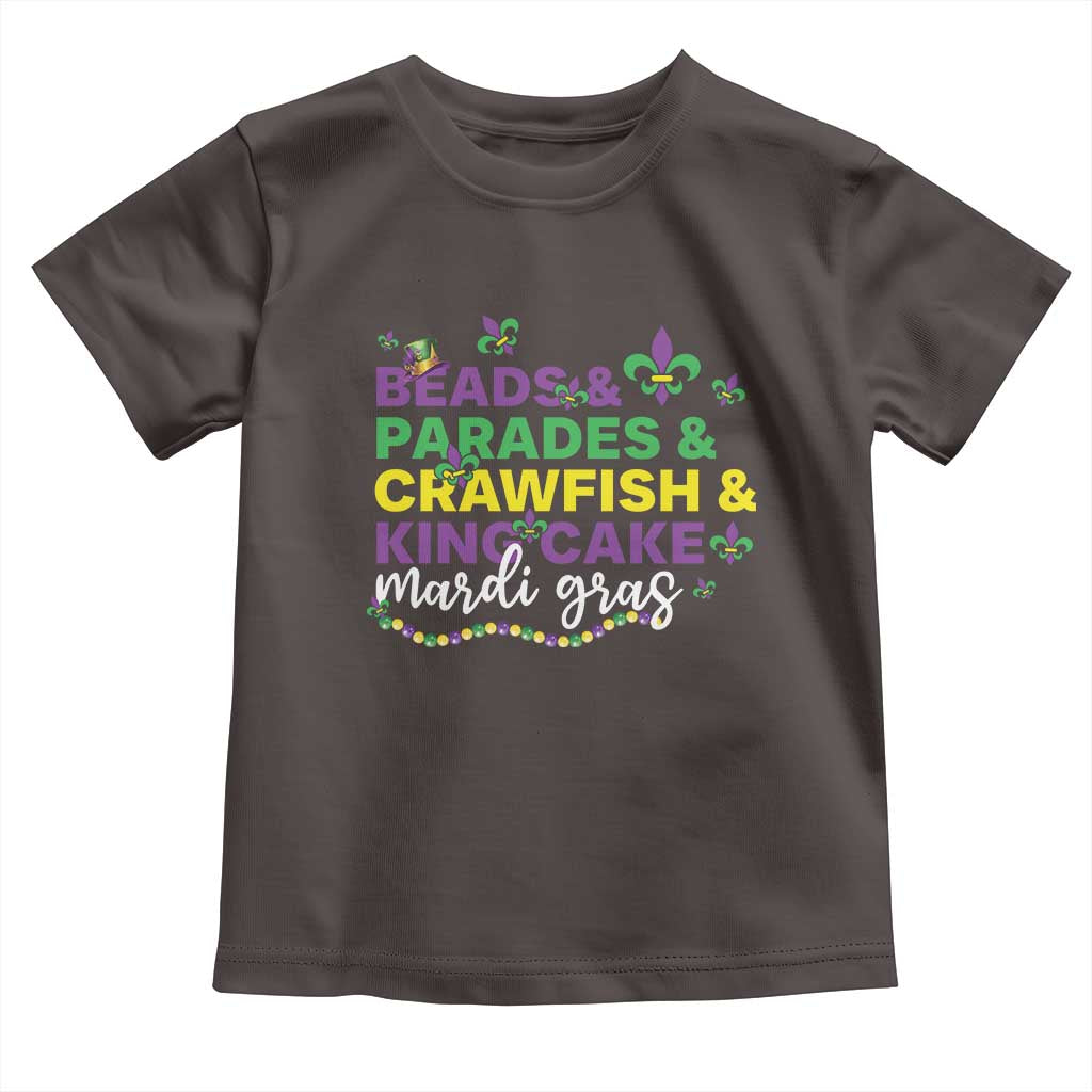Beads Parades Crawfish King Cake Mardi Gras Toddler T Shirt TS10 Dark Chocolate Print Your Wear