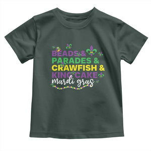Beads Parades Crawfish King Cake Mardi Gras Toddler T Shirt TS10 Dark Forest Green Print Your Wear