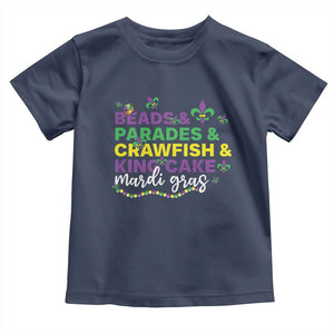 Beads Parades Crawfish King Cake Mardi Gras Toddler T Shirt TS10 Navy Print Your Wear