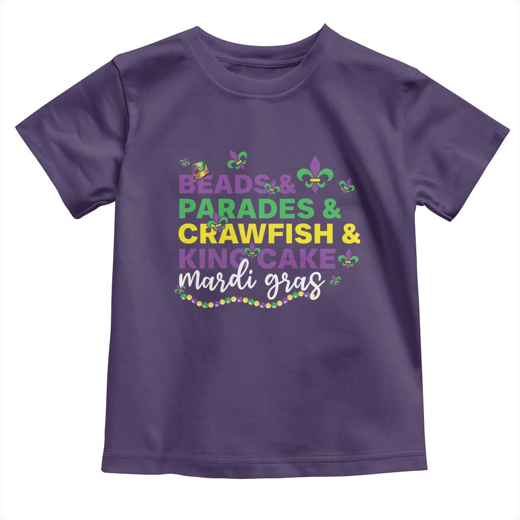 Beads Parades Crawfish King Cake Mardi Gras Toddler T Shirt TS10 Purple Print Your Wear