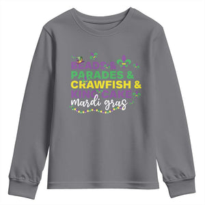 Beads Parades Crawfish King Cake Mardi Gras Youth Sweatshirt TS10 Charcoal Print Your Wear